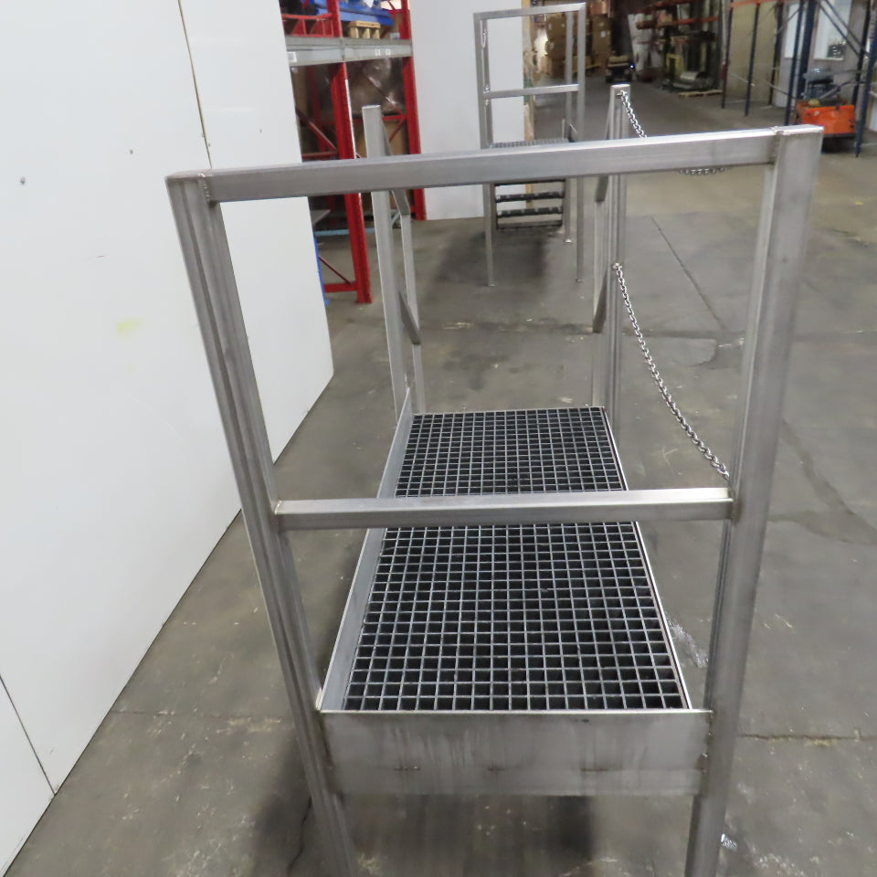 Aluminum Machine Approach Access Catwalk Ladder Platform 24"H x 28" W/2 Steps