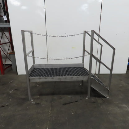 Aluminum Machine Approach Access Catwalk Ladder Platform 24"H x 28" W/2 Steps