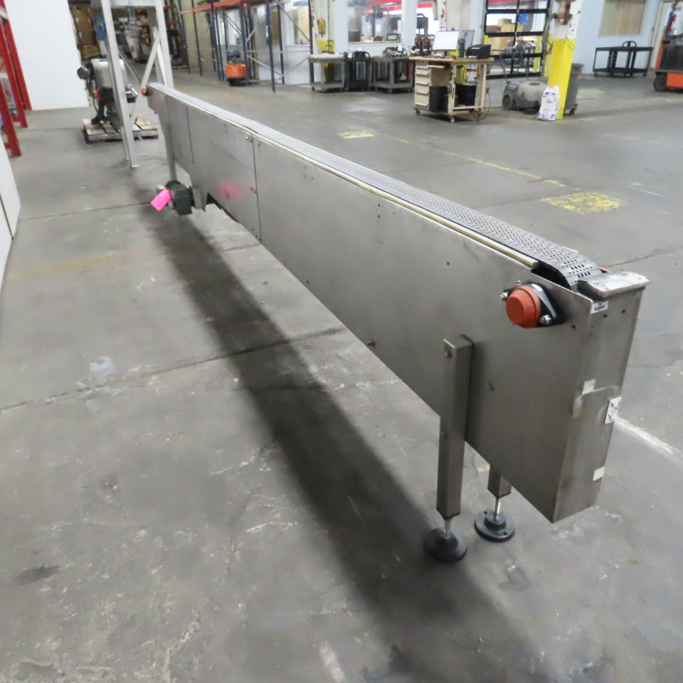 226" L x 3-1/4" W Belt Table Top Bottle Conveyor 57.7FPM 230/460V 3PH 38" Adj H
