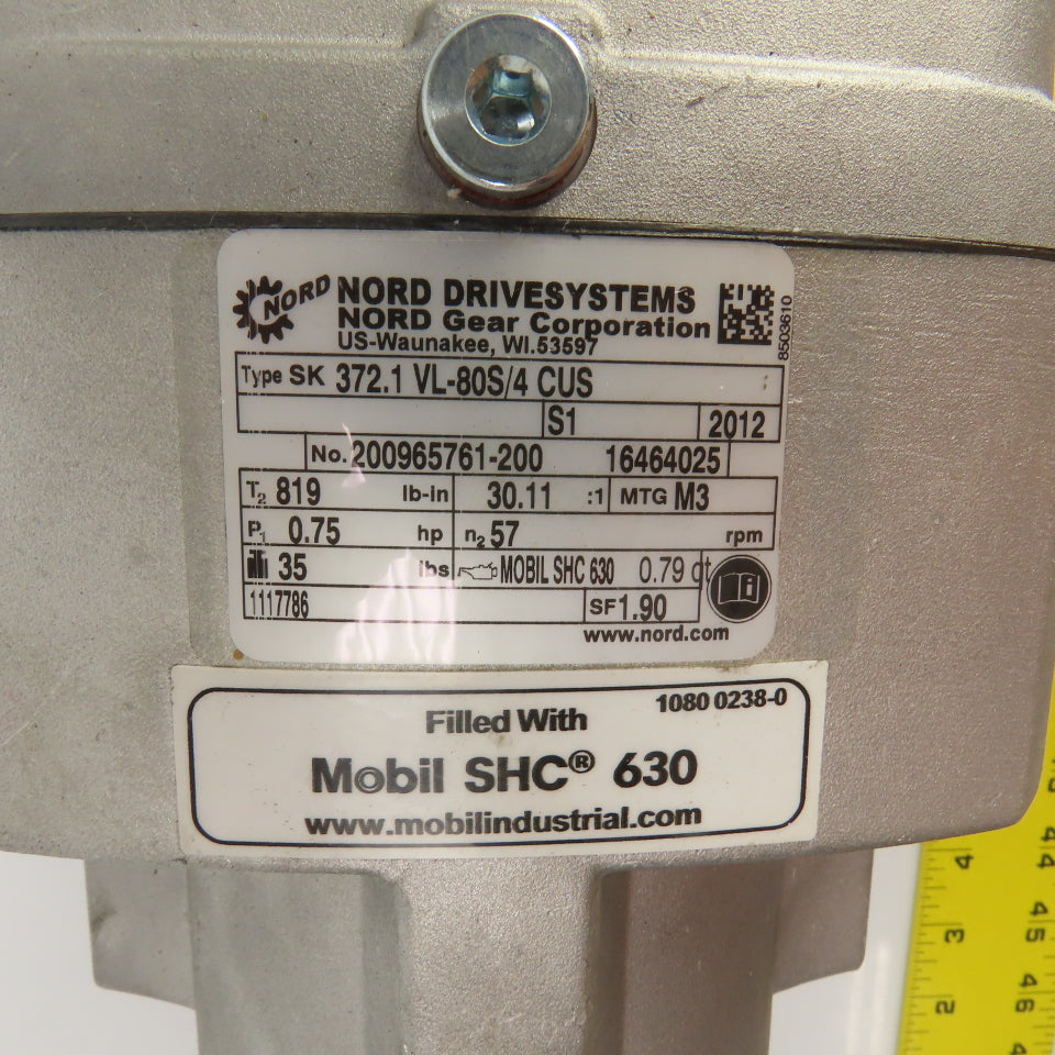 Nord SK372.1VL-80S 30.11:1 Ratio Reducing Speed Gearmotor 57RPM Missing Covers