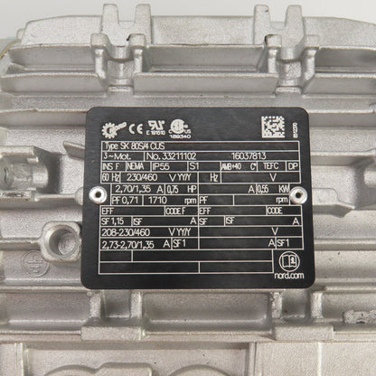 Nord SK372.1VL-80S 30.11:1 Ratio Reducing Speed Gearmotor 57RPM Missing Covers