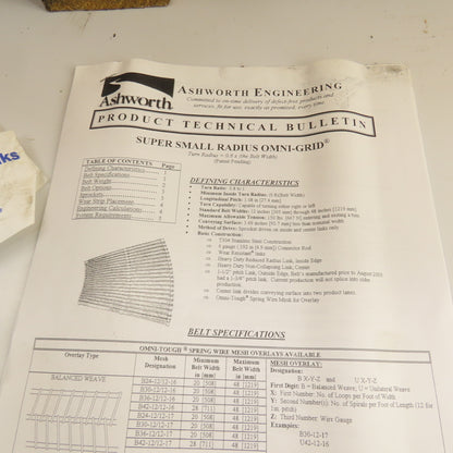 Ashworth 3920G100 34"Wx20'L Stainless Super Small Radius OmniGrid Conveyor Belt