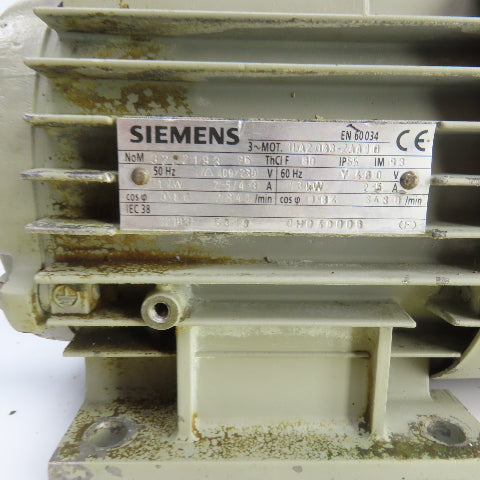 Siemens 1LA2083-2AA10 1.3kW AC Electric Motor 3430RPM 460V 3PH IP55 IEC38