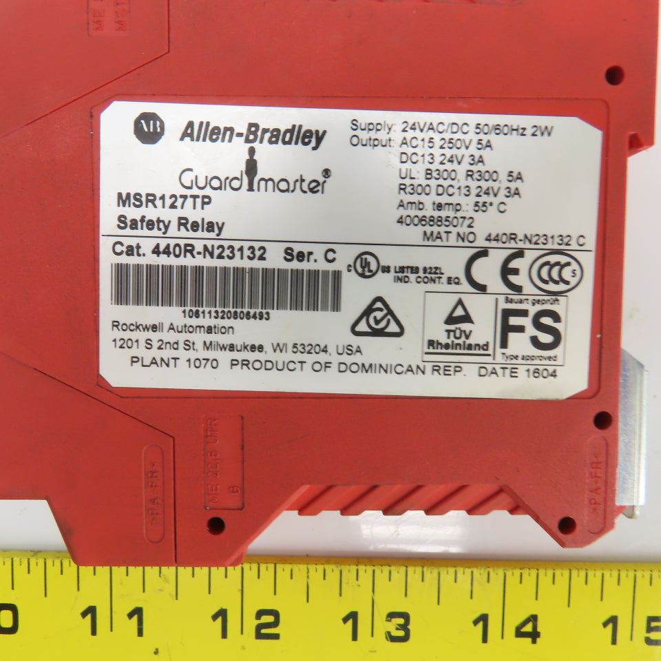 Allen Bradley 440R-N23132 MSR127TP Ser C Guard Master 2 Channel Safety Relay 24V