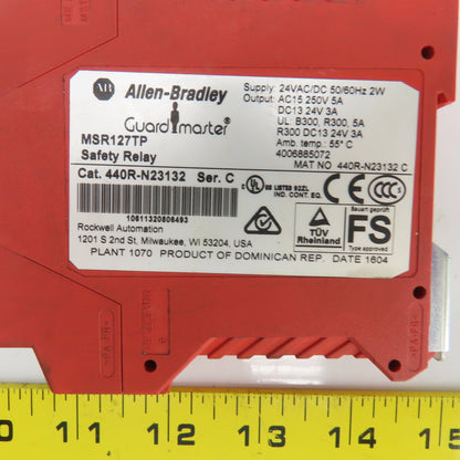 Allen Bradley 440R-N23132 MSR127TP Ser C Guard Master 2 Channel Safety Relay 24V