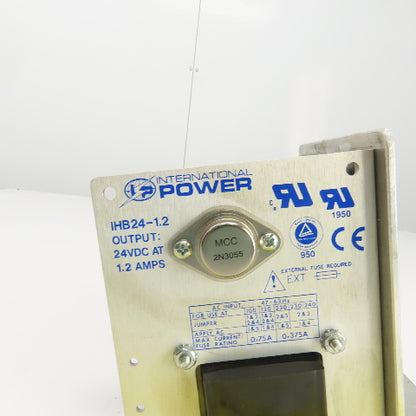 International Power IHB24-1.2 24VDC Power Supply 100-240VAC Input W/Mount Lot/2