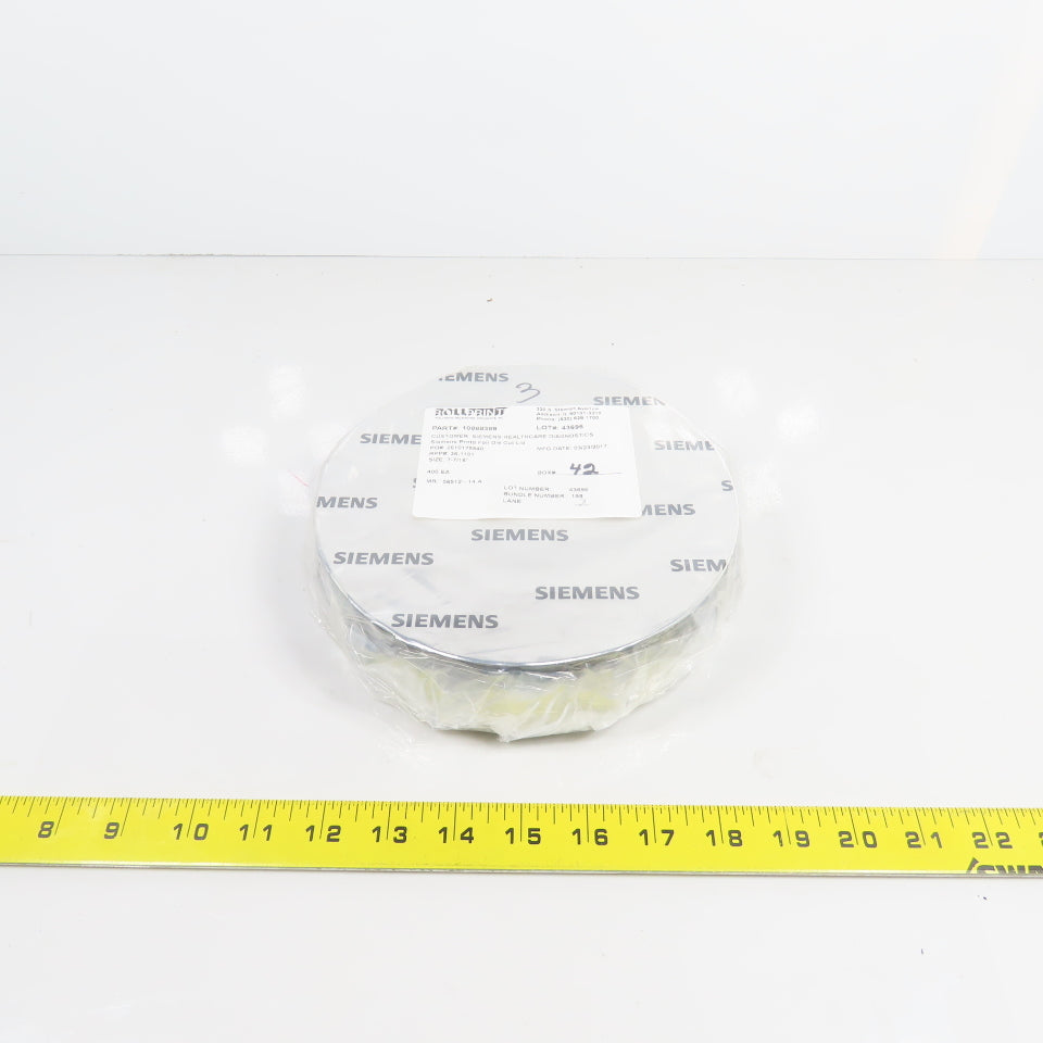 Siemens 7-7/16" OD Prntd Foil Die Cut Lid Lot Of 400