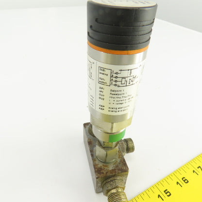 IFM PN2222 Pressure Sensor 20-30VVDC 300 BAR 4350PSI W/Valve Block