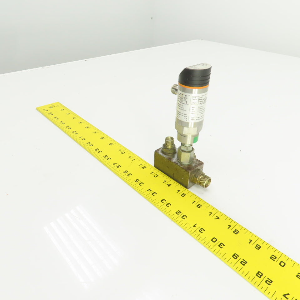 IFM PN2222 Pressure Sensor 20-30VVDC 300 BAR 4350PSI W/Valve Block