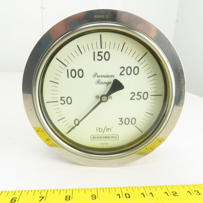 Budenberg 13222347 Premium Range 6" Pressure Gauge 0-300 PSI