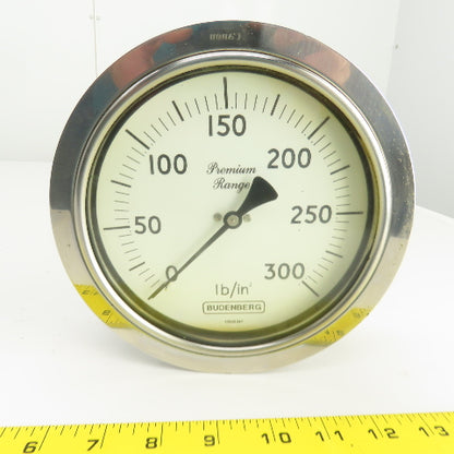 Budenberg 13222347 Premium Range 6" Pressure Gauge 0-300 PSI