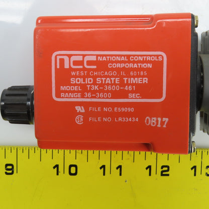NCC T3K-3600-461 Solid State Timer 36-3600 SEC 120VAC Input W/Base