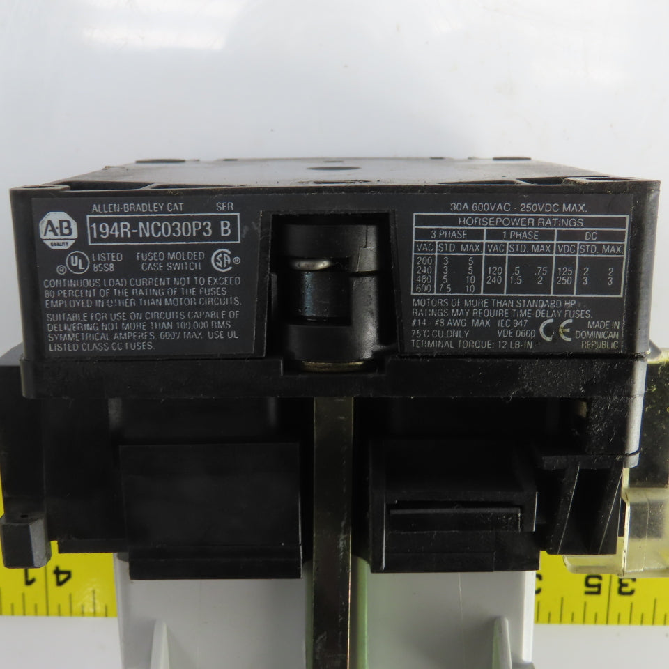 Allen Bradley 194R-NC030P3 30A Fused Disconnect Switch 600V AC