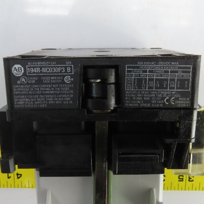 Allen Bradley 194R-NC030P3 30A Fused Disconnect Switch 600V AC