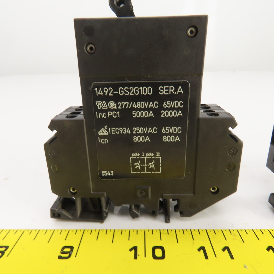 Allen Bradley 1492-GS2G100 10A Mini Circuit Breaker 2 Pole 277/480V Lot Of 3