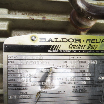 Baldor ECR9204T 20HP AC Electric Motor 2700RPM 230/460V 3PH 48/24A 256T Frame