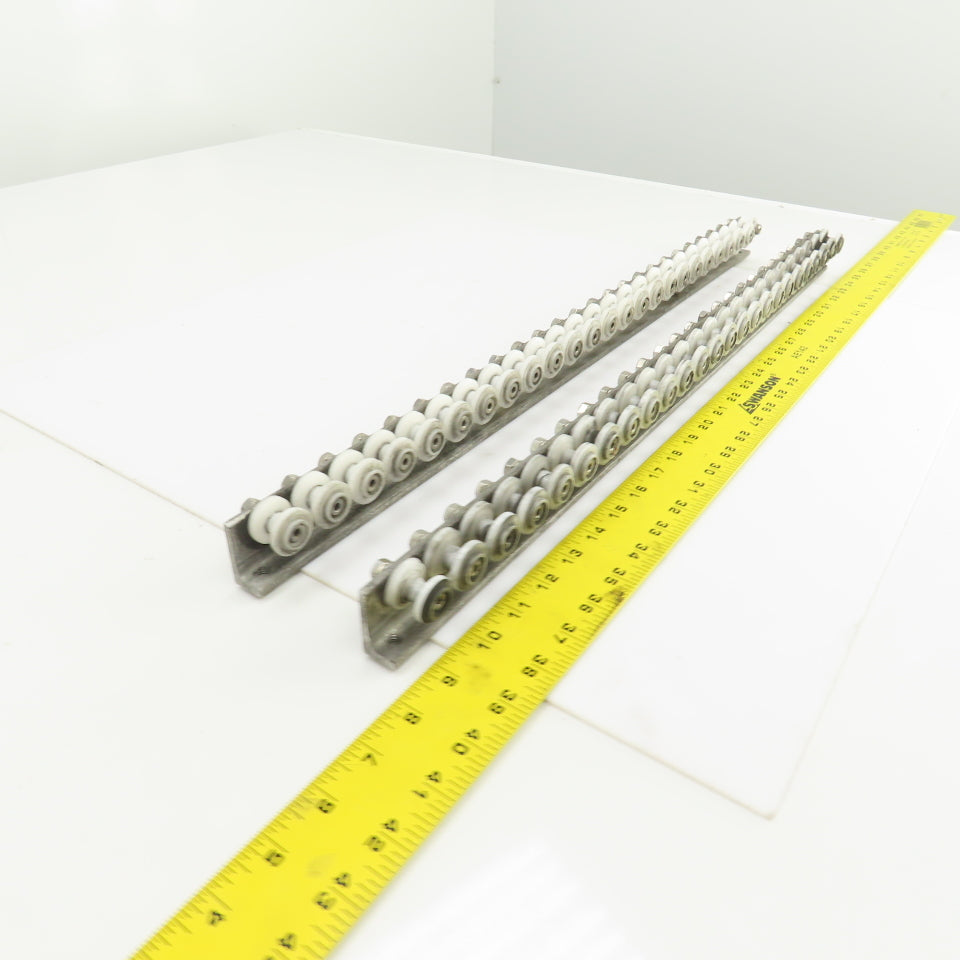 27" L Belt Conveyor Track W/Plastic Rollers 3/4" W Lot Of 2