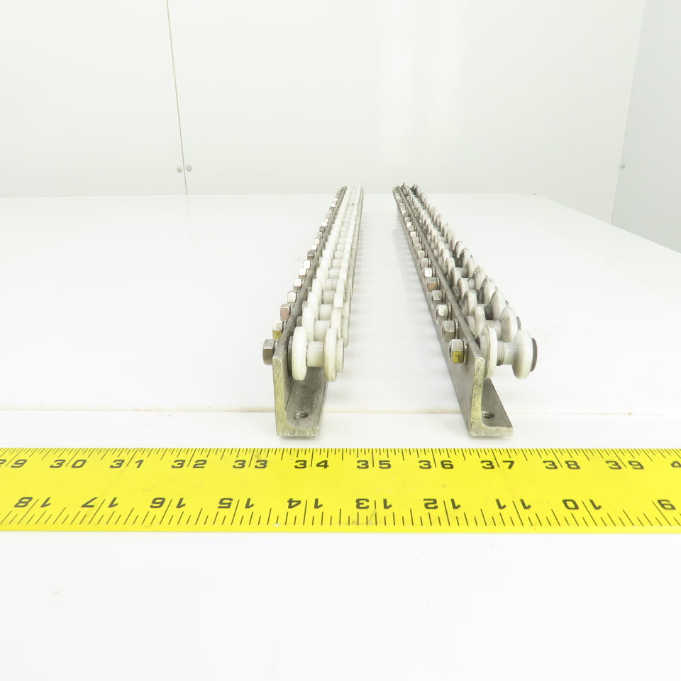 27" L Belt Conveyor Track W/Plastic Rollers 3/4" W Lot Of 2