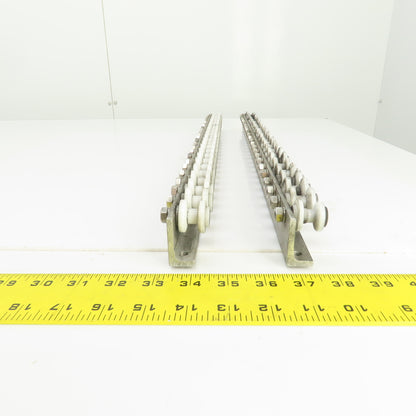 27" L Belt Conveyor Track W/Plastic Rollers 3/4" W Lot Of 2