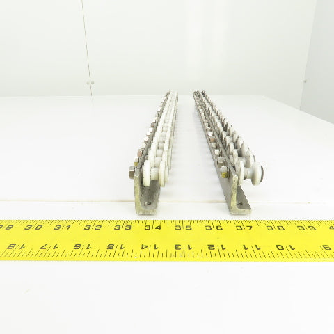 27" L Belt Conveyor Track W/Plastic Rollers 3/4" W Lot Of 2