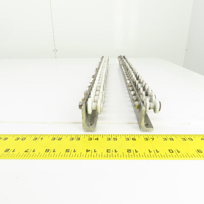 27" L Belt Conveyor Track W/Plastic Rollers 3/4" W Lot Of 2