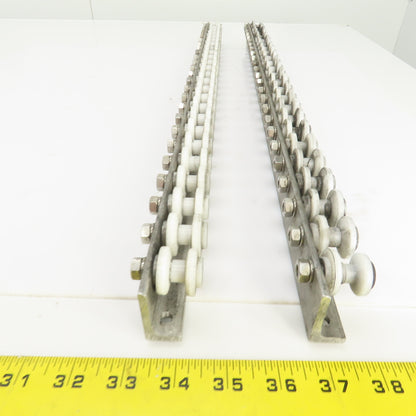 27" L Belt Conveyor Track W/Plastic Rollers 3/4" W Lot Of 2