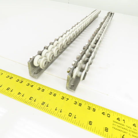 27" L Belt Conveyor Track W/Plastic Rollers 3/4" W Lot Of 2