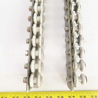 27" L Belt Conveyor Track W/Plastic Rollers 3/4" W Lot Of 2