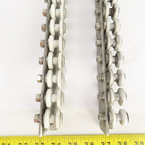 27" L Belt Conveyor Track W/Plastic Rollers 3/4" W Lot Of 2