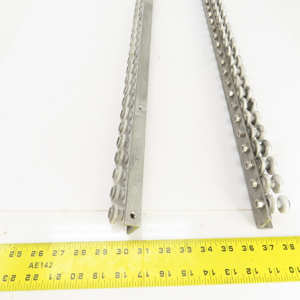 27" L Belt Conveyor Track W/Plastic Rollers 3/4" W Lot Of 2
