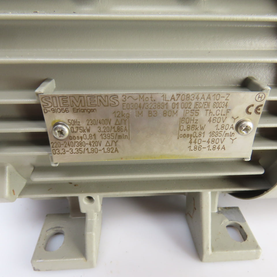 Siemens 1LA70834AA10-Z 0.86kW AC Electric Motor 440-480V 3PH W/Brake 24V