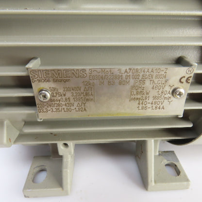 Siemens 1LA70834AA10-Z 0.86kW AC Electric Motor 440-480V 3PH W/Brake 24V