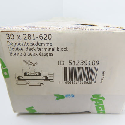 Wago 51239109 XCFR2 30x 281-620 Double Decker Terminal Blocks 600V 25A Lot Of 13