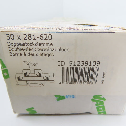 Wago 51239109 XCFR2 30x 281-620 Double Decker Terminal Blocks 600V 25A Lot Of 13