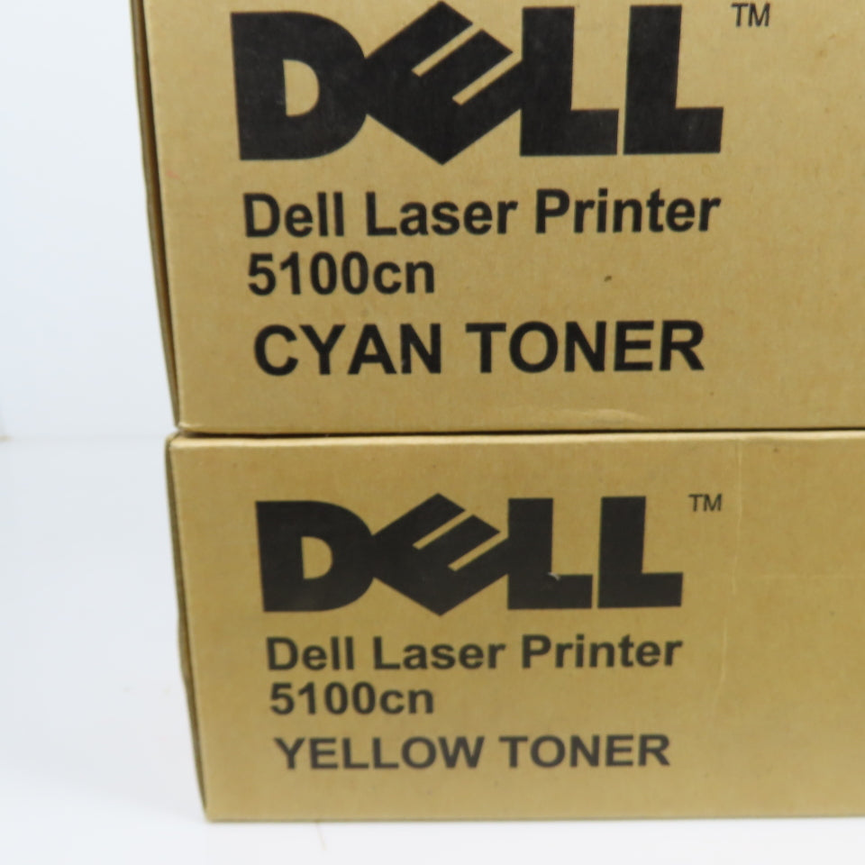 Dell 5100cn Laser Printer Toner Cartridges Cyan / Magenta / Yellow Lot Of 3