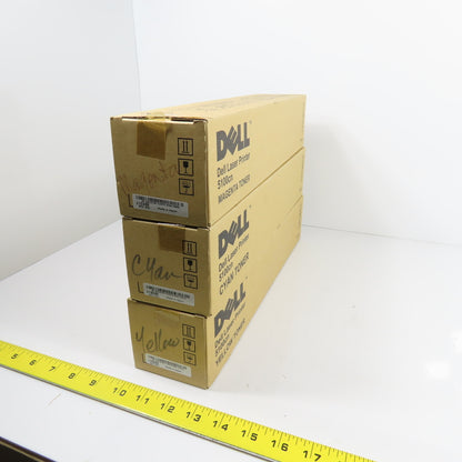 Dell 5100cn Laser Printer Toner Cartridges Cyan / Magenta / Yellow Lot Of 3