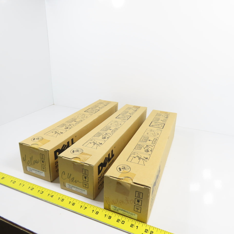Dell 5100cn Laser Printer Toner Cartridges Cyan / Magenta / Yellow Lot Of 3