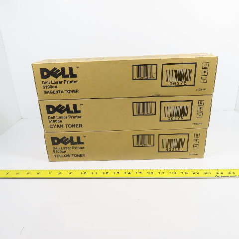 Dell 5100cn Laser Printer Toner Cartridges Cyan / Magenta / Yellow Lot Of 3