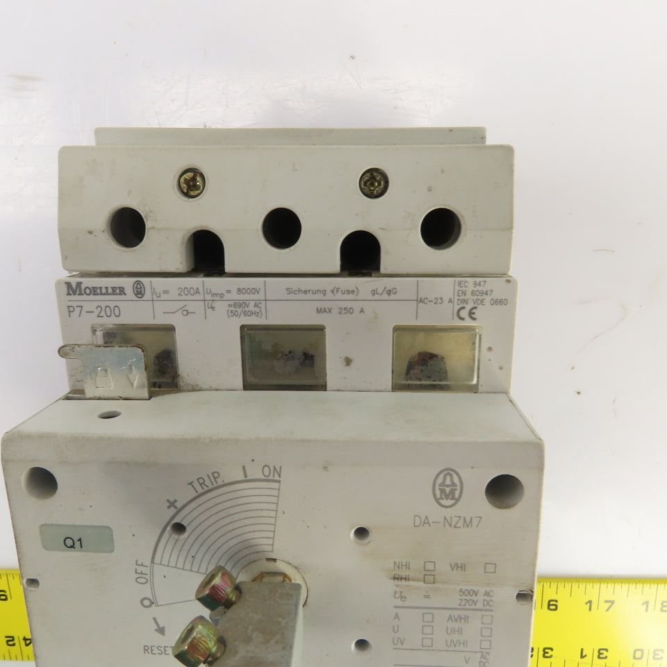 Moeller P7-200 DA-NZM7 200A Safety Disconnect Switch Panel Operator 500V