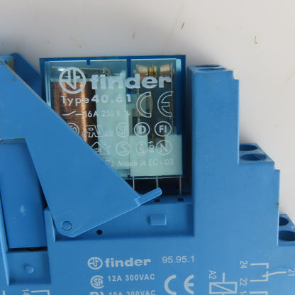 Finder 40.61 24V DC Relay W/Base 95.95.1 300V AC Lot Of 3