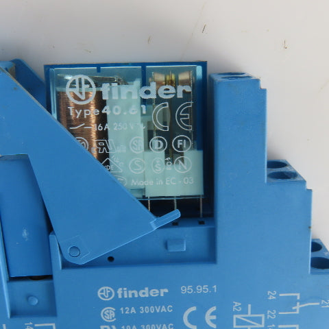 Finder 40.61 24V DC Relay W/Base 95.95.1 300V AC Lot Of 3