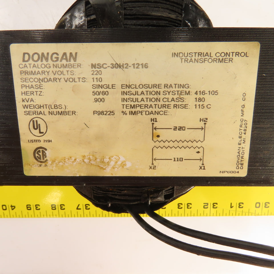 Dongan NSC-30H2-1216 0.900kVA Control Transformer Pri 220V Sec 110V 1PH 50/60HZ
