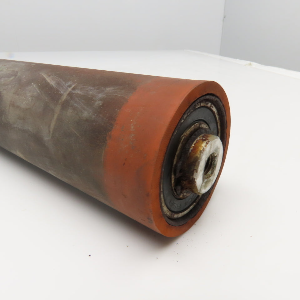 2" OD x 44-3/8" Face Width Smooth Rubber Lagging Gravity Conveyor Roller