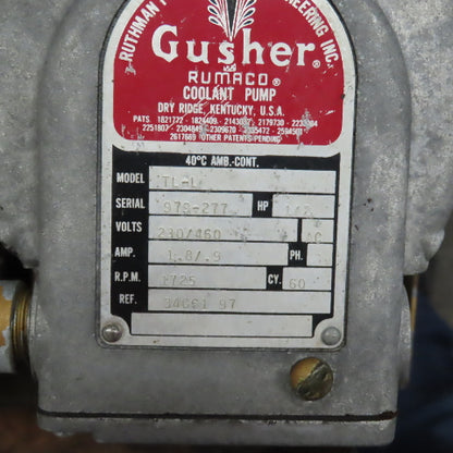 Gusher TL-L 48 Gallon Coolant Recovery Recirculation Tank Pump 1/2HP 230/460V