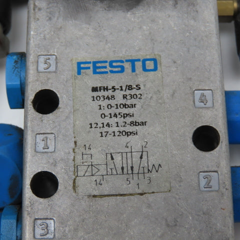 Festo MFH-5-1/8-S 5/2 Way Pneumatic Directional Valve Single Solenoid 24VDC