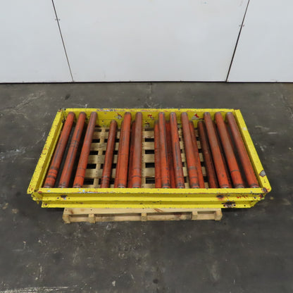 65" L x 35" W Gravity Roller Conveyor Section 2.5" Rollers 31-1/4" BF Lot Of 2