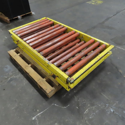 65" L x 35" W Gravity Roller Conveyor Section 2.5" Rollers 31-1/4" BF Lot Of 2