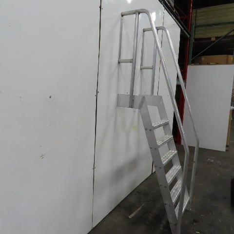 6 Step Aluminum Industrial Machine Ladder 24"W x 4"D Steps 98" OAH