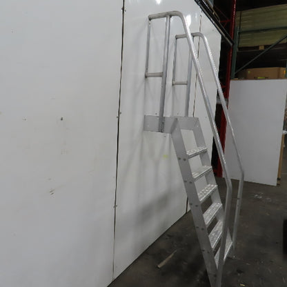 6 Step Aluminum Industrial Machine Ladder 24"W x 4"D Steps 98" OAH