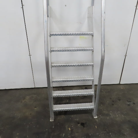 6 Step Aluminum Industrial Machine Ladder 24"W x 4"D Steps 98" OAH